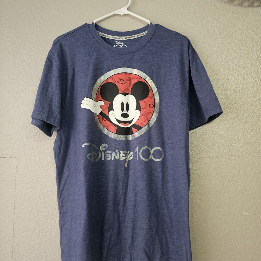 Disney Unisex M Blue 100th Anniversary Mickey Mouse Two-Sided Graphic TShirt S29